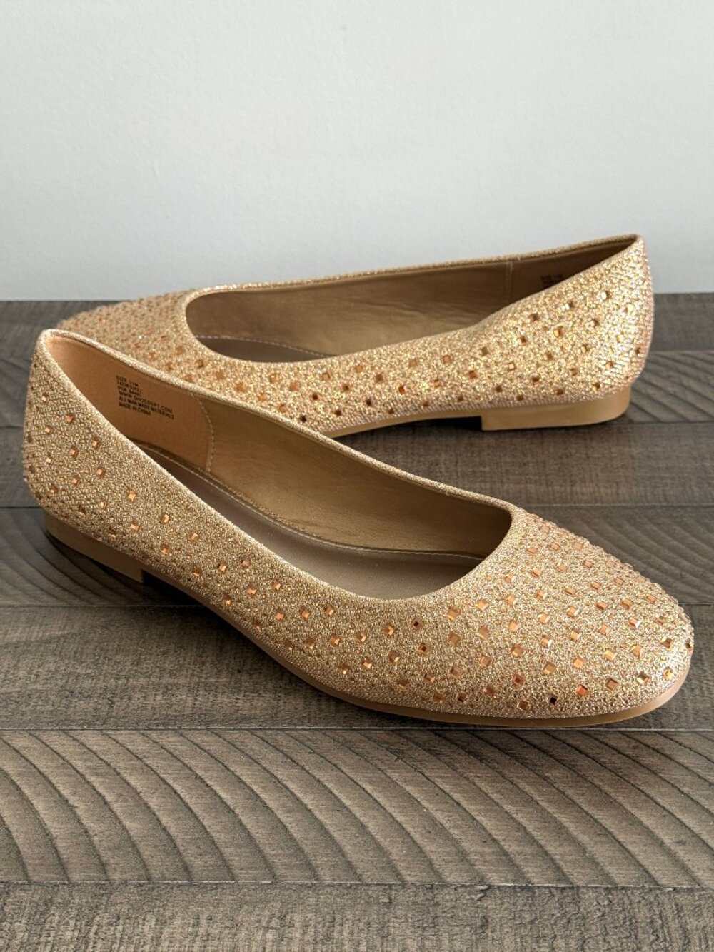 Hot Cakes Women's Gold Sparkle Embellished Ballet Flats Size 11M